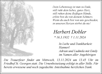 Anzeige von Herbert Dobler von Nordbayerischer Kurier