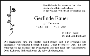 Anzeige von Gerlinde Bauer von Nordbayerischer Kurier