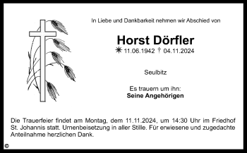 Anzeige von Horst Dörfler von Nordbayerischer Kurier