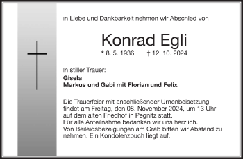 Anzeige von Konrad Egli von Nordbayerischer Kurier