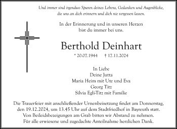 Anzeige von Berthold Deinhart von Nordbayerischer Kurier
