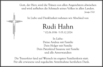 Anzeige von Rudi Hahn von Nordbayerischer Kurier