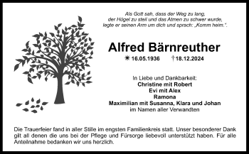 Anzeige von Alfred Bärnreuther von Nordbayerischer Kurier