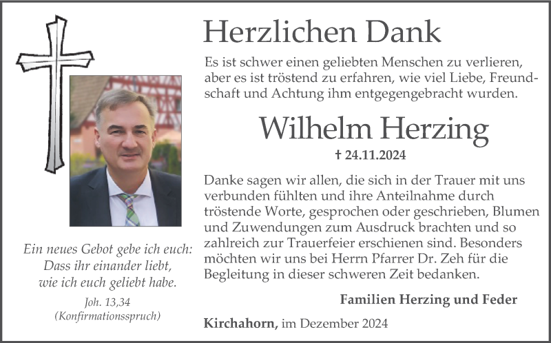  Traueranzeige für Wilhelm Herzing vom 21.12.2024 aus Nordbayerischer Kurier