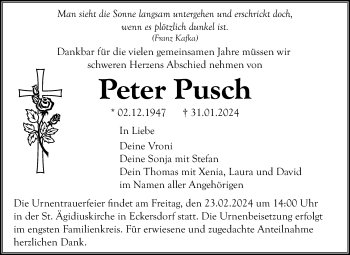 Anzeige von Peter Pusch von Nordbayerischer Kurier
