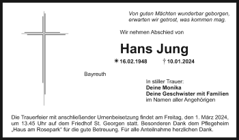 Anzeige von Hans Jung von Nordbayerischer Kurier