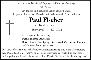 Anzeige von Paul Fischer von Nordbayerischer Kurier