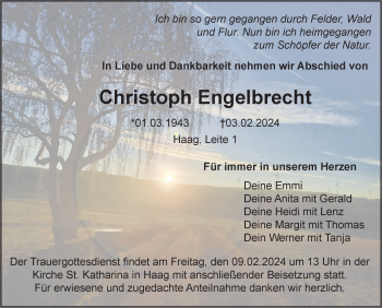 Anzeige von Christoph Engelbrecht von Nordbayerischer Kurier