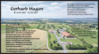 Anzeige von Gerhard Hagen von Nordbayerischer Kurier