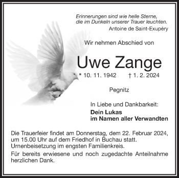 Anzeige von Uwe Zange von Nordbayerischer Kurier