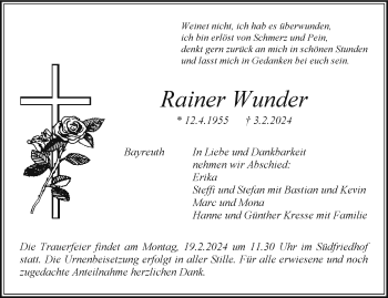 Anzeige von Rainer Wunder von Nordbayerischer Kurier