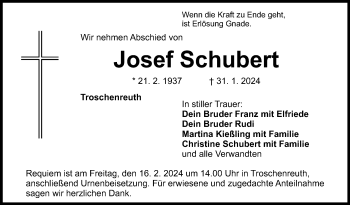 Anzeige von Josef Schubert von Nordbayerischer Kurier