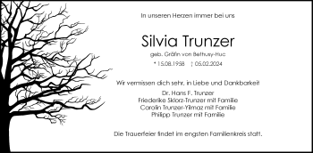 Anzeige von Silvia Trunzer von Nordbayerischer Kurier