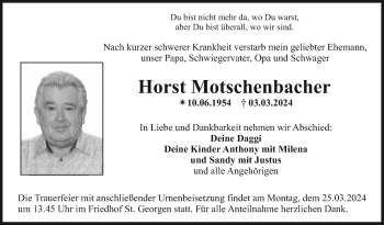 Anzeige von Horst Motschenbacher von Nordbayerischer Kurier