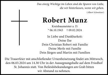 Anzeige von Robert Munz von Nordbayerischer Kurier