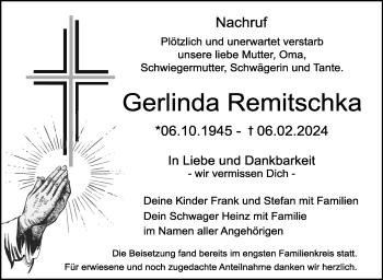 Anzeige von Gerlinda Remitschka von Nordbayerischer Kurier