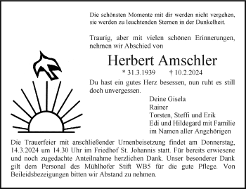 Anzeige von Herbert Amschler von Nordbayerischer Kurier