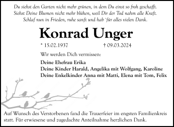 Anzeige von Konrad Unger von Nordbayerischer Kurier