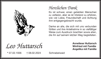 Anzeige von Leo Huttarsch von Nordbayerischer Kurier