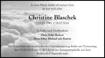 Anzeige von Christine Blaschek von Nordbayerischer Kurier