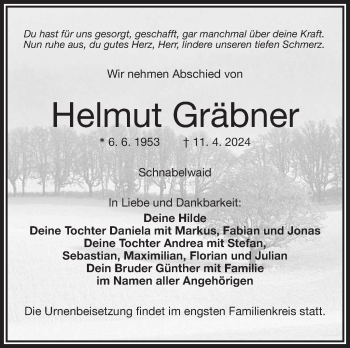 Anzeige von Helmut Gräbner von Nordbayerischer Kurier