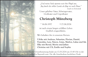 Anzeige von Christoph Münzberg von Nordbayerischer Kurier