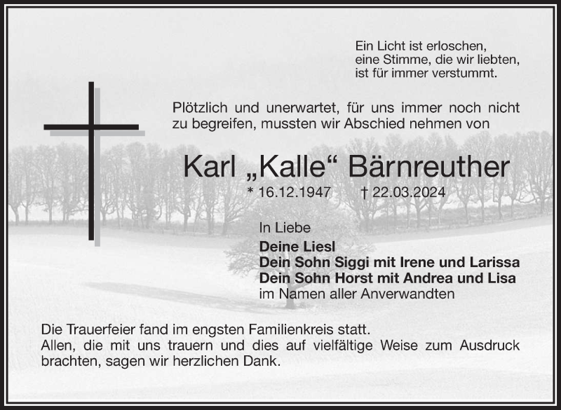  Traueranzeige für Karl 