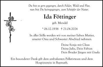 Anzeige von Ida Föttinger von Nordbayerischer Kurier