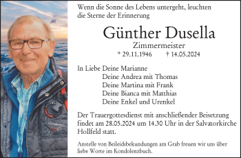 Anzeige von Günther Dusella von Nordbayerischer Kurier