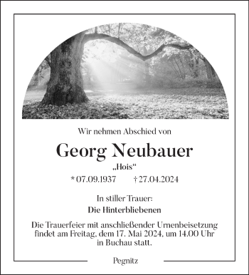 Anzeige von Georg Neubauer von Nordbayerischer Kurier