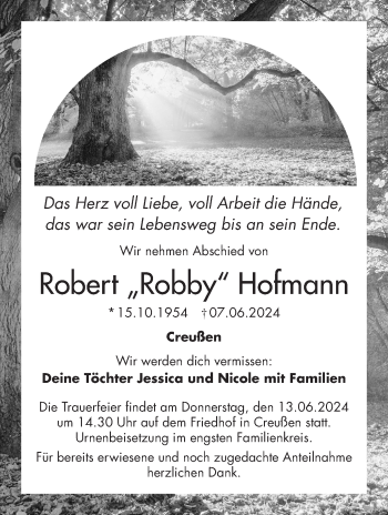 Anzeige von Robert Hofmann von Nordbayerischer Kurier