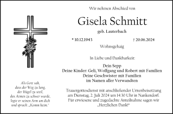 Anzeige von Gisela Schmitt von Nordbayerischer Kurier