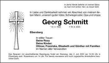 Anzeige von Georg Schmitt von Nordbayerischer Kurier