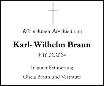 Anzeige von Wilhelm Braun von Nordbayerischer Kurier