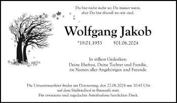 Anzeige von Wolfgang Jakob von Nordbayerischer Kurier