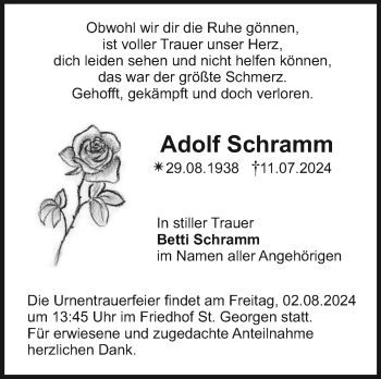 Anzeige von Adolf Schramm von Nordbayerischer Kurier