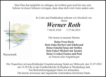 Anzeige von Werner Roth von Nordbayerischer Kurier
