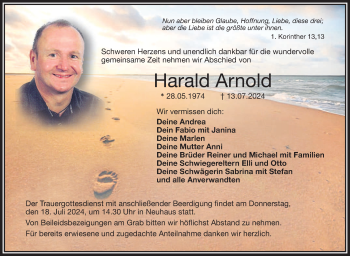 Anzeige von Harald Arnold von Nordbayerischer Kurier