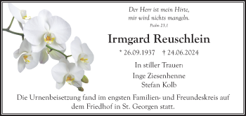 Anzeige von Irmgard Reuschlein von Nordbayerischer Kurier