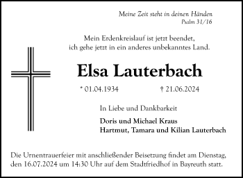 Anzeige von Elsa Lauterbach von Nordbayerischer Kurier