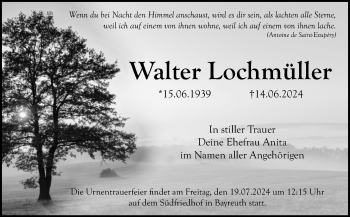 Anzeige von Walter Lochmüller von Nordbayerischer Kurier