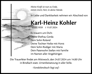 Anzeige von Karl-Heinz Kohler von Nordbayerischer Kurier