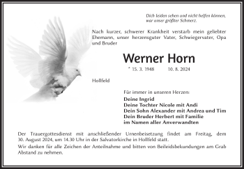 Anzeige von Werner Horn von Nordbayerischer Kurier