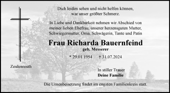 Anzeige von Richarda Bauernfeind von Nordbayerischer Kurier