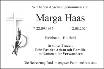 Anzeige von Marga Haas von Nordbayerischer Kurier