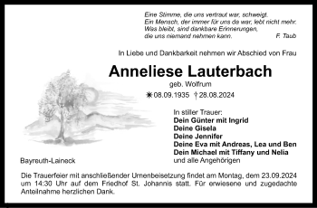 Anzeige von Anneliese Lauterbach von Nordbayerischer Kurier