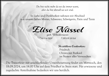 Anzeige von Elise Nüssel von Nordbayerischer Kurier