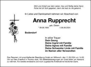 Anzeige von Anna Ruppert von Nordbayerischer Kurier