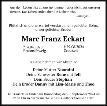 Anzeige von Marc Eckart von Nordbayerischer Kurier