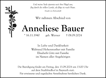 Anzeige von Anneliese Bauer von Nordbayerischer Kurier